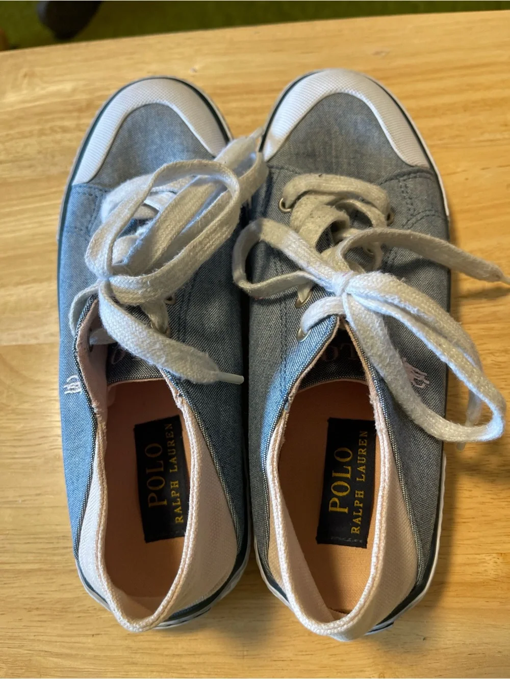 Polo Ralph Lauren Toddler Kid Girls Sneakers Shoes Laces Blue Denim Pink Size 3